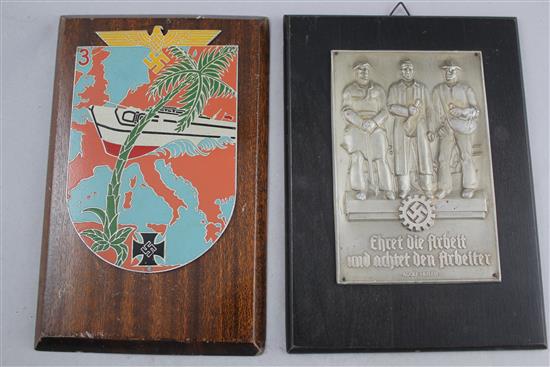 A German Third Reich Afrika corps enamel plaque,